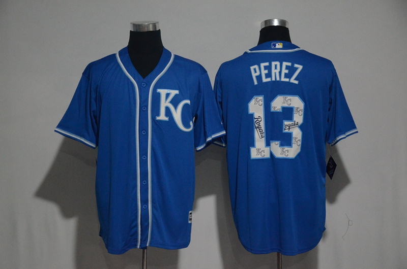 2017 MLB Kansas City Royals #13 Perez Blue Spring Training Flex Base Jersey->kansas city royals->MLB Jersey